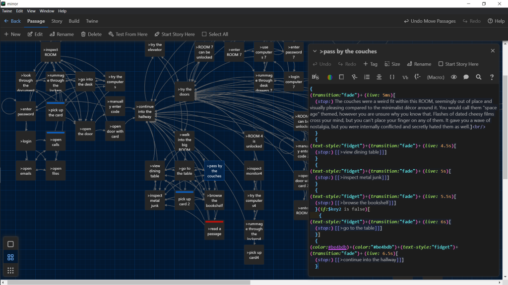 Fidget Text in Twine Interactive Storytelling Summer 2022